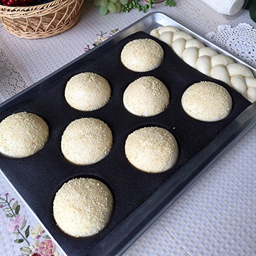 Silicone Bun Bread Forms Round Shape Trays Perforated Bakery Molds Fit Half Pan Size