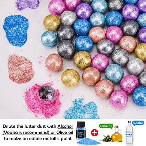 Edible Food Grade Glitter Powder Glimmer Luster Dust Metallic Fancy Food Decorating Sprinkle Glimmery Dust for Drink Wine Beverage Cake Bakery Vegan Allergen