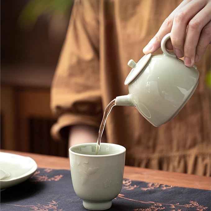 Gift Kung Fu Tea Set Household Cover Bowl Ceramic Pot Teapot Tea Cup Light Luxury Convenient Gift Box Set For tea(B)