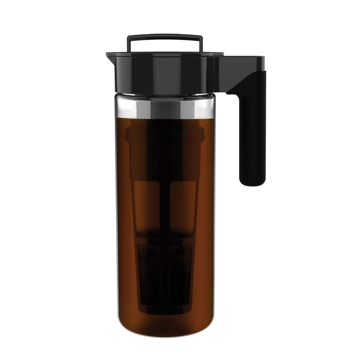 2 quart glass cold brew coffee maker pitcher with black lid