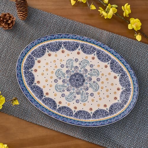 Blue Talavera 16 plus 14 inch Oval Platters Set (2 Count)
