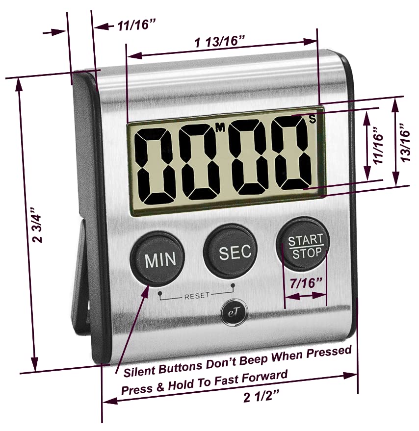 Elegant Digital Kitchen Timer Stainless Steel