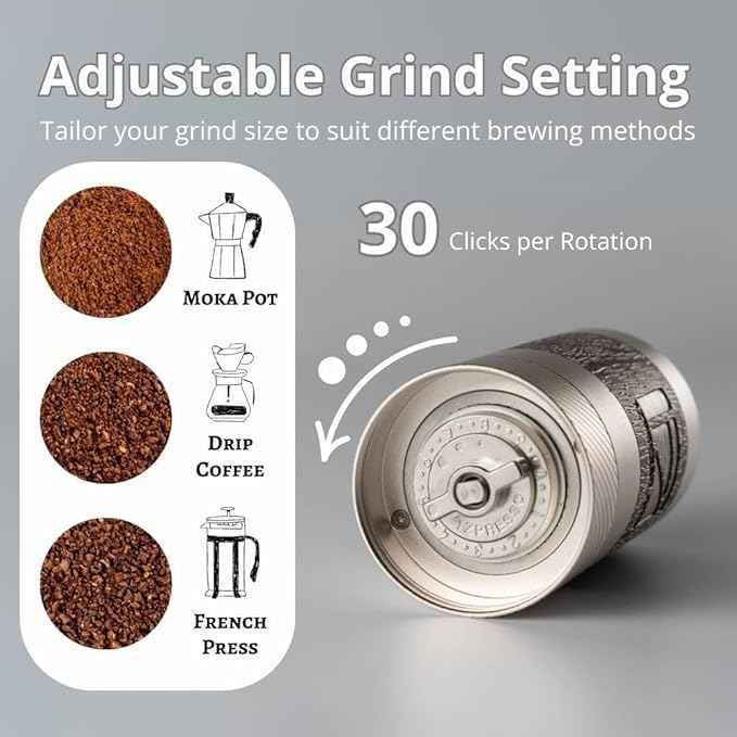 1Zpresso Q Manual Coffee Grinder with Stainless Steel Conical Burr, Foldable Handle for Drip, French Press, Cold Brew, Travel