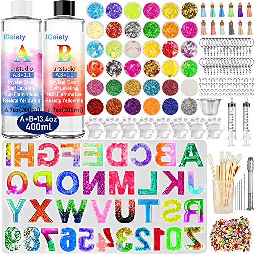Resin Kit for Beginners with Backward Alphabet Mold (13.4 Ounce)