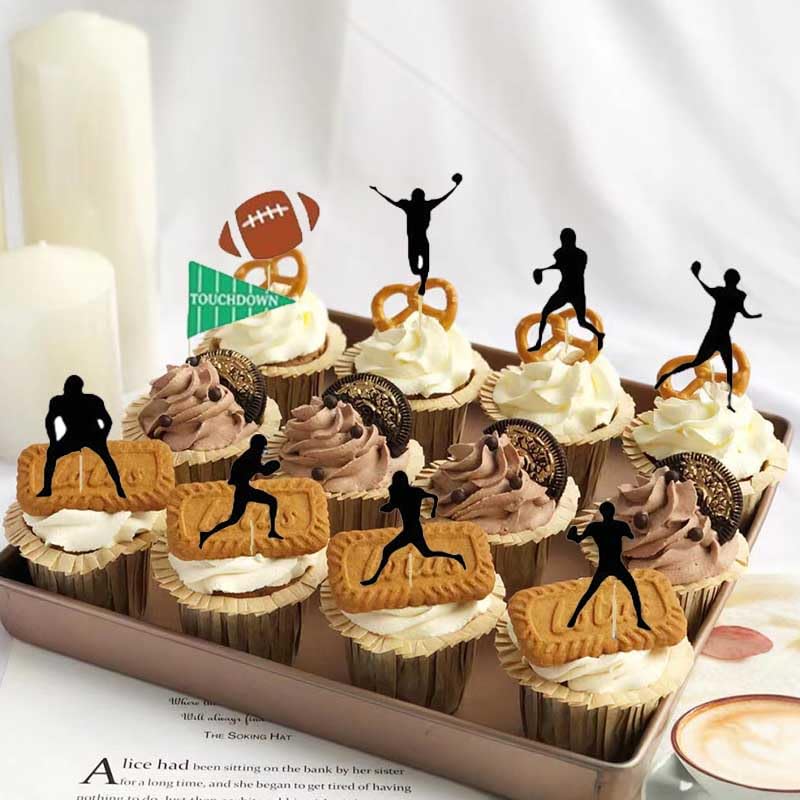 24pcs American football cupcake toppers sports party decorations for football theme party