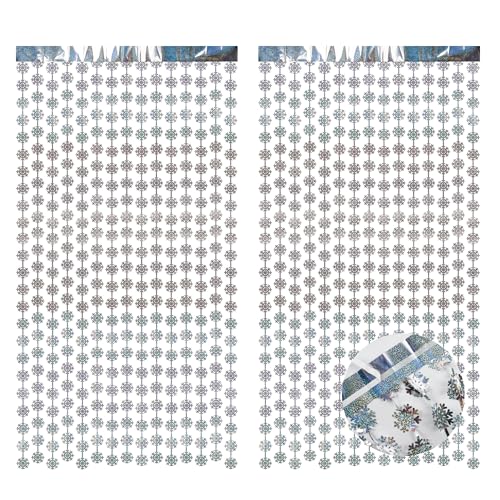 Party Snowflake Backdrop Hanging Snow Flakes Foil Fringe Curtain (2 Count)