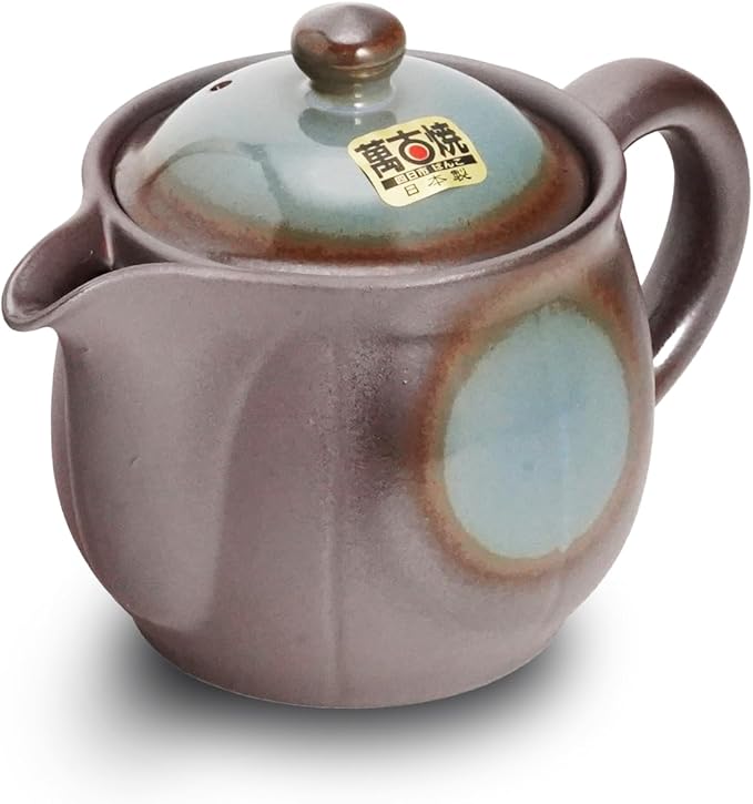 Japanese Banko Ware Teapot with Removable Stainless Steel Strainer - Versatile Pot for Tea, Coffee, and More - Lightweight, Heat-Resistant with Superior Heat Retention (Blue)