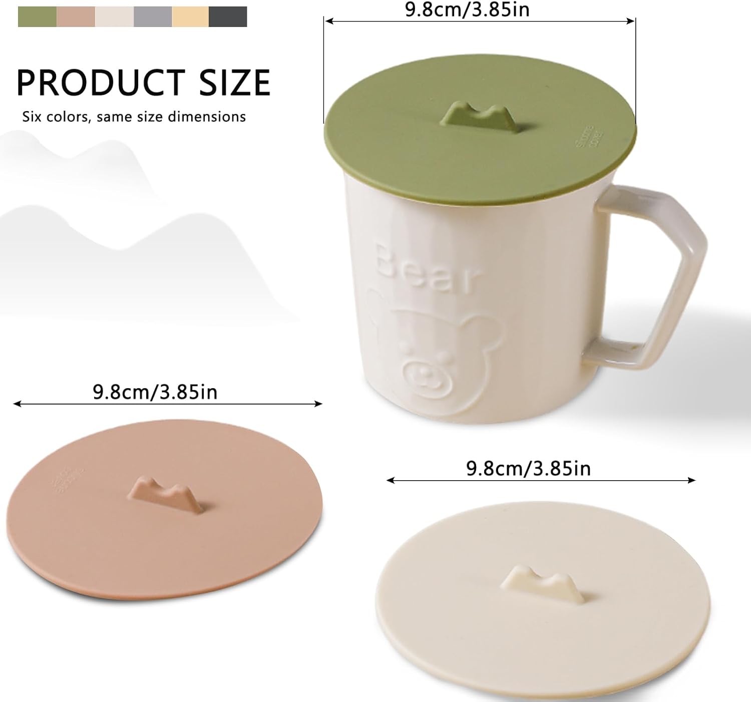 Silicone Cup Lids Silicone Cup Covers 6color Design, Food Grade Anti-dust Airtight Seal Lids for Mugs, Tea Cups, Coffee Cup 3pcs (White-3pcs)