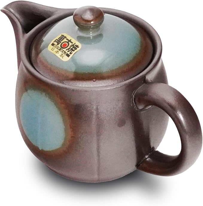 Japanese Banko Ware Teapot with Removable Stainless Steel Strainer - Versatile Pot for Tea, Coffee, and More - Lightweight, Heat-Resistant with Superior Heat Retention (Blue)