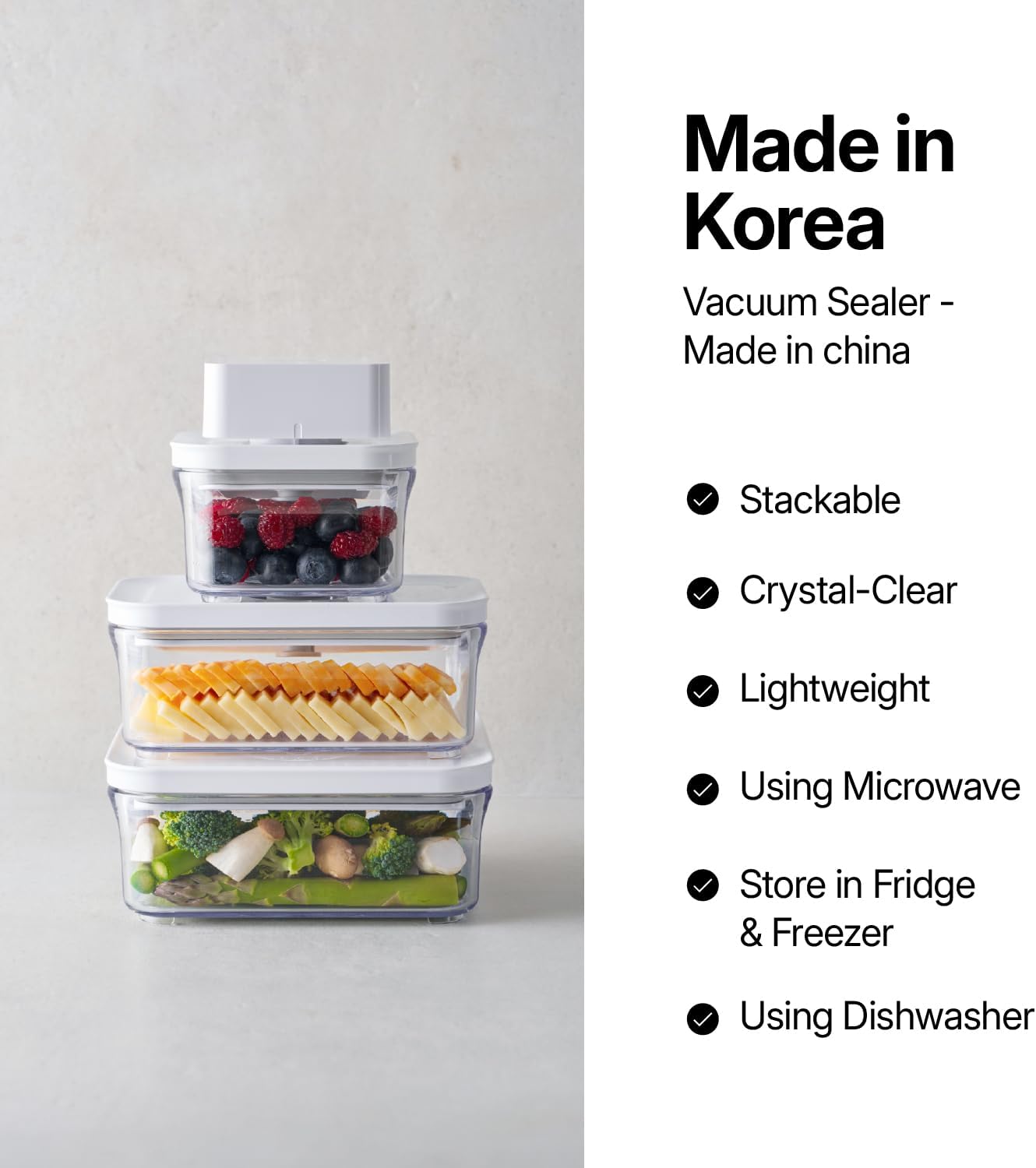 VAKUEN Premium Airtight Food Storage Containers, Mini Rectangular 2pc/set(0.53qt), Smart One-Click Seal Lid, No Hinges, 100% Leak Proof, BPA-FREE, Dishwasher, Freezer & Microwave Safe
