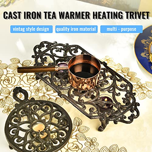 Heavy Duty Cast Iron Teapot Dish Warmer Stable Holder for Tealight Stand