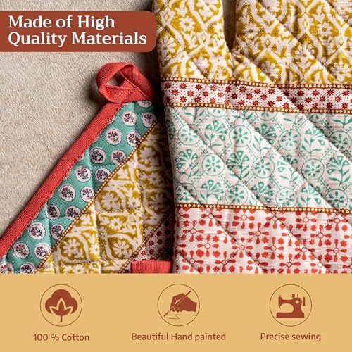 100% Cotton Oven Mitt & Pot Holder Set