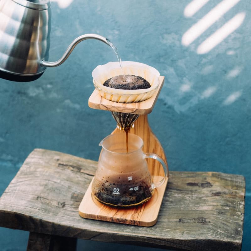 V60 Olive Wood Pour Over Stand Set (100 Count)