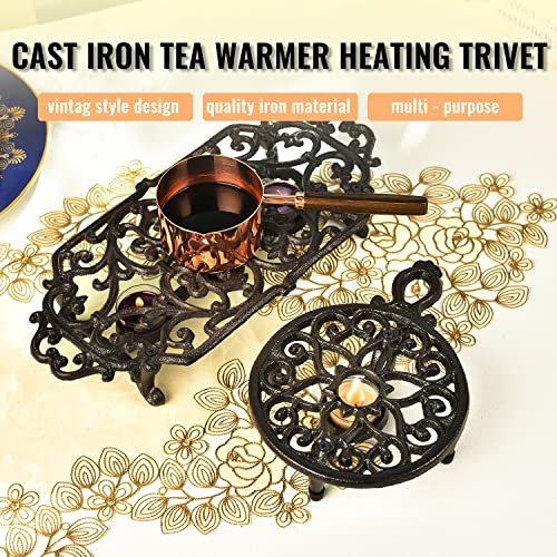 Cast Iron Teapot Warmer Dish Cups Heater Pot Trivet