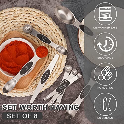 8 PCS Black Magnetic Measuring Spoons Set
