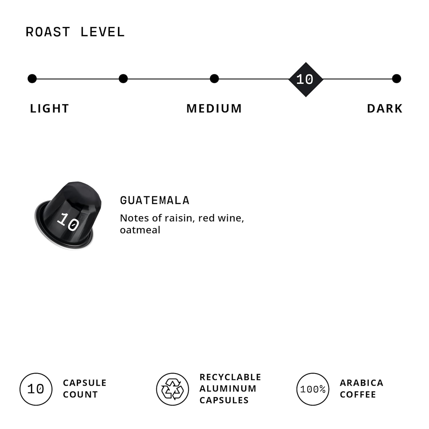 Atlas Coffee Club Espresso Pods Compatible with Nespresso Original– Dark Roast (10 Count)– Aluminum Capsules from Guatemala– Intensity 10