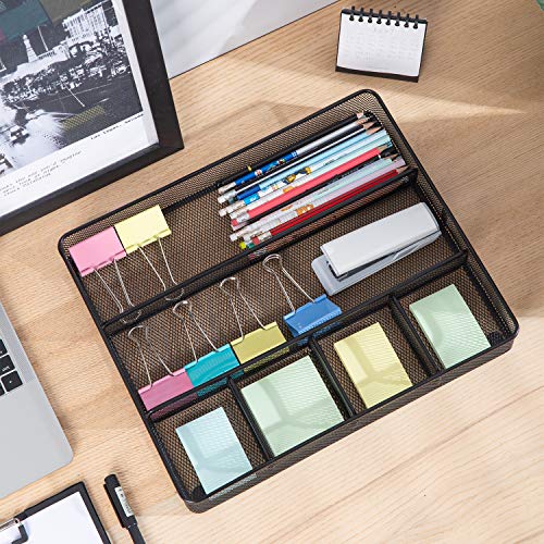 Metal Mesh Desk Organizer with 6 Compartments