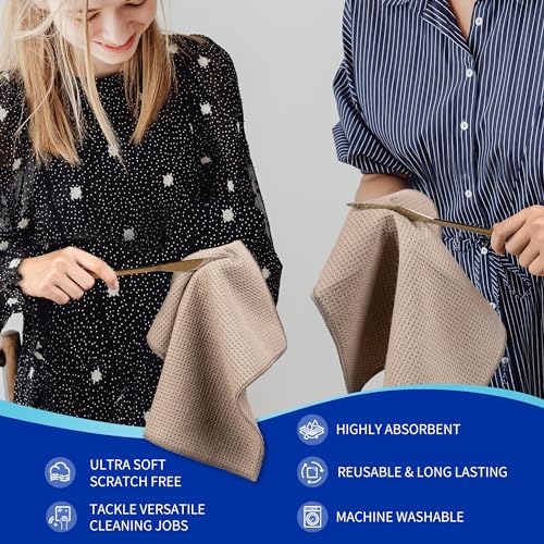 Waffle Pattern Microfiber Cleaning Cloths (6 Count)