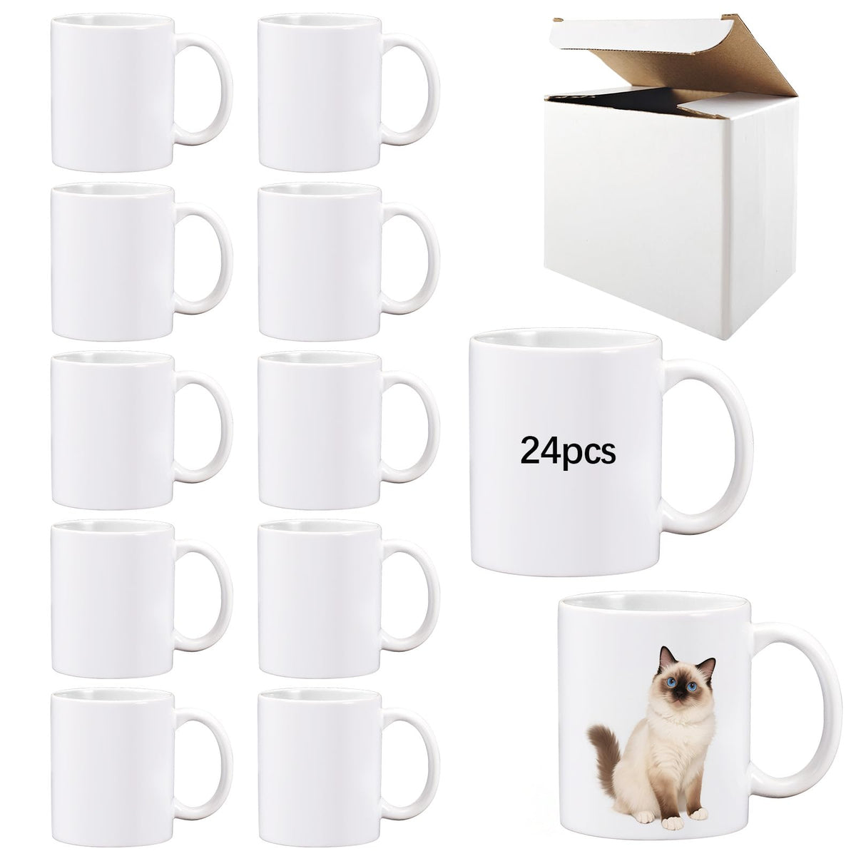 Case of 24 white 11 oz sublimation mug blanks