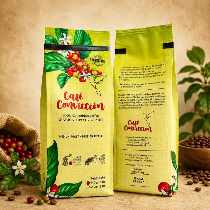 Café Convicción Ground 340gr. Premium Colombian Coffee (12 Ounce)