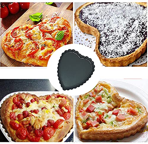 6PCS 4 Inch Heart Tart Pans with Removable Bottom