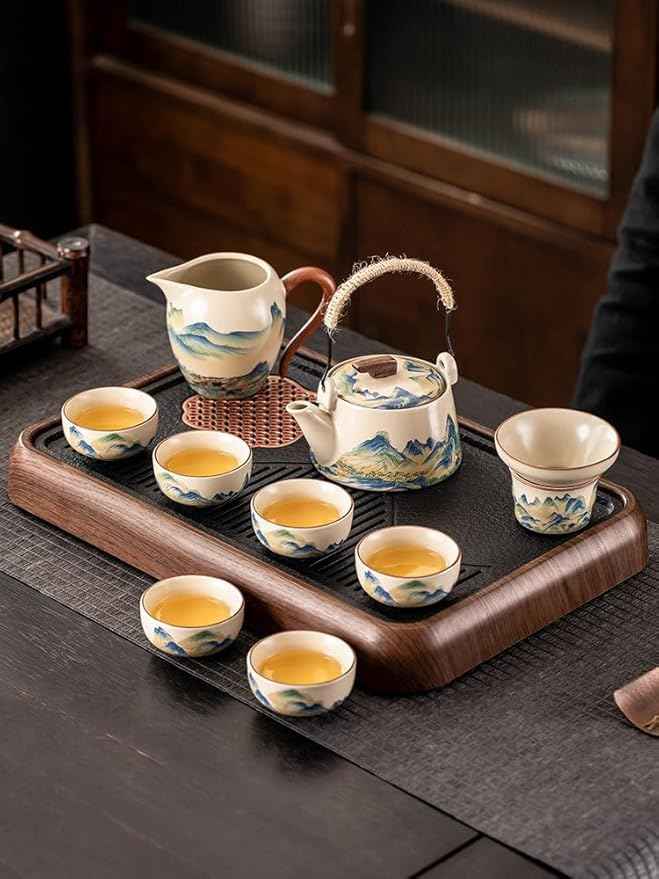 Ru Kiln Gongfu Tea Set, Compact Gaiwan for Office Use-suit13