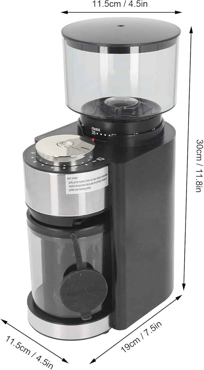 Haofy Coffee Bean Grinder, 150W Electric Burr Steel Blades Coffee Grinder with 25 Grind Setting, Blower, for Pot Siphon Pot French Press Pour Over Pot (US Plug 110V)