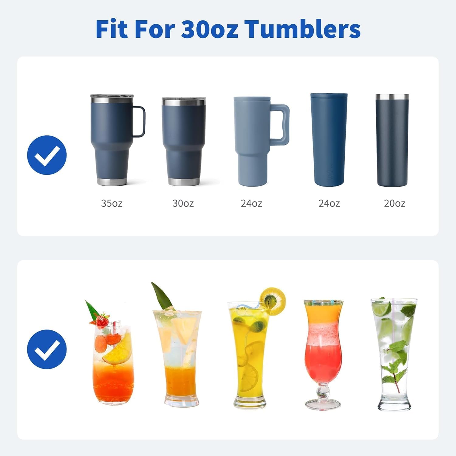 Metal Straws Reusable With Silicone Tips, 9.5" Stainless Steel Straight Drinking Straw for Yeti 30 oz Tumbler- 2 Cleaning Brushes & 1 Portable Bag