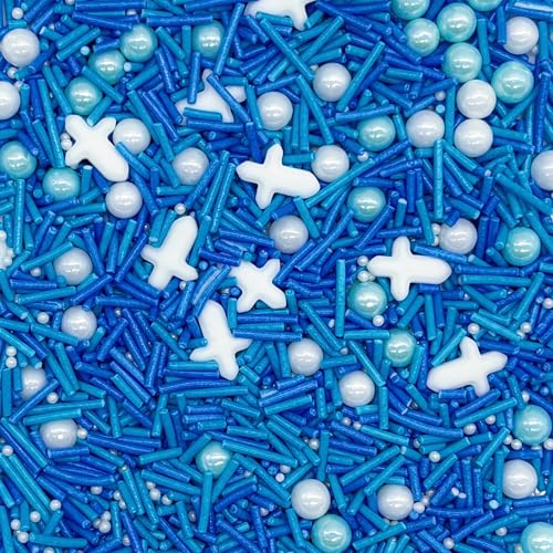 Blue Series Cross Sprinkles Mixed Style Edible Cake Decorations Cupcake Toppers Cookie Perfect for Cakes (3 Ounce)