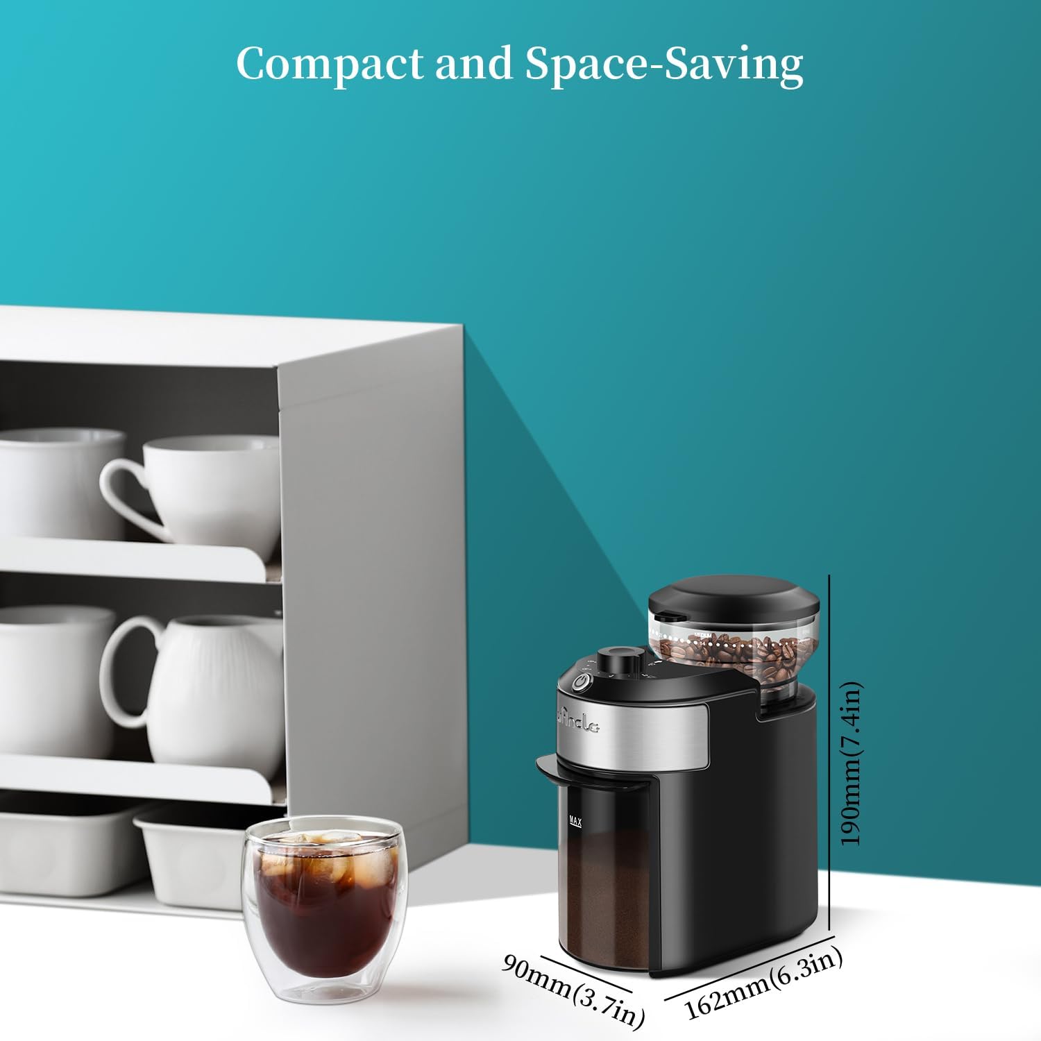 Wancle Burr Coffee Grinder Flat Burr Coffee Grinder with 28-Setting, Precise Grinding with 2-12 Cup Capacity, Easy to Clean, Compact and Space-Saving Design - Blissbrew
