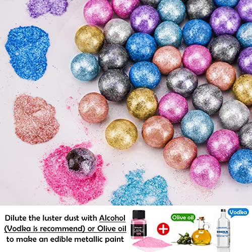 Edible Food Grade Glitter Powder Glimmer Luster Dust Metallic Fancy Food Decorating Sprinkle Glimmery Dust for Drink Wine Beverage Cake Bakery Vegan Allergen