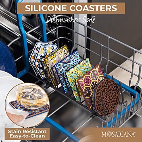 Blue Tile Colored Coasters Set of 4