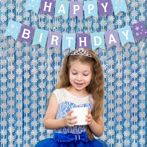 Party Snowflake Backdrop Hanging Snow Flakes Foil Fringe Curtain (2 Count)