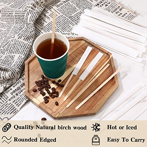 3000 Pcs Individually Wrapped Wooden Coffee Stirrers (3000 Count)