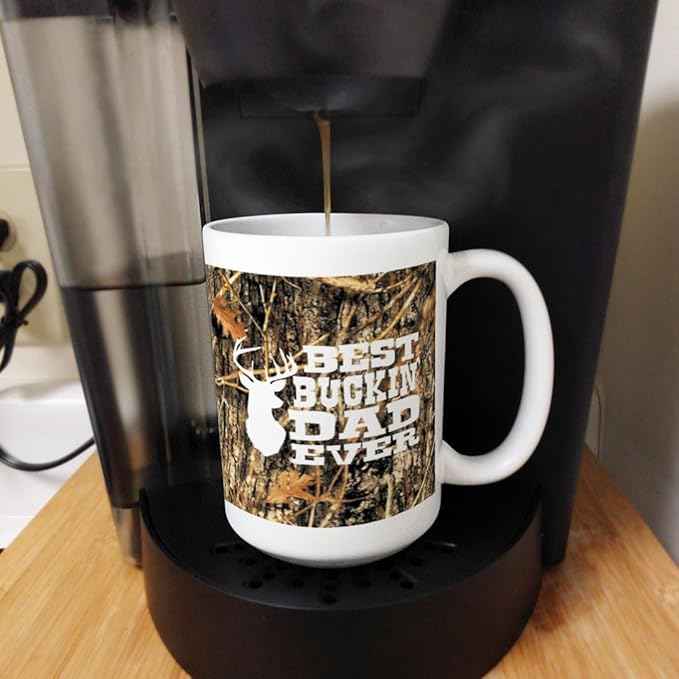 Country Dad Gifts Best Buckin Dad Ever Dad Deer Hunting Gift 15-oz Coffee Mug Tea Cup 15 oz Camo