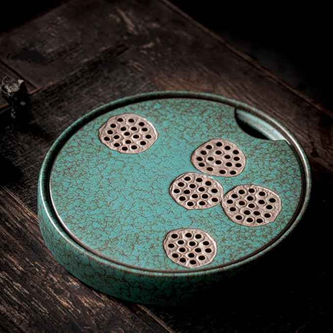 Tea Set Creative Design Round Large Ceramic Dry Tea Tray Kung Fu Tea Set Pot Holder Tea Ceremony Tea Holder Chinese Tea Set