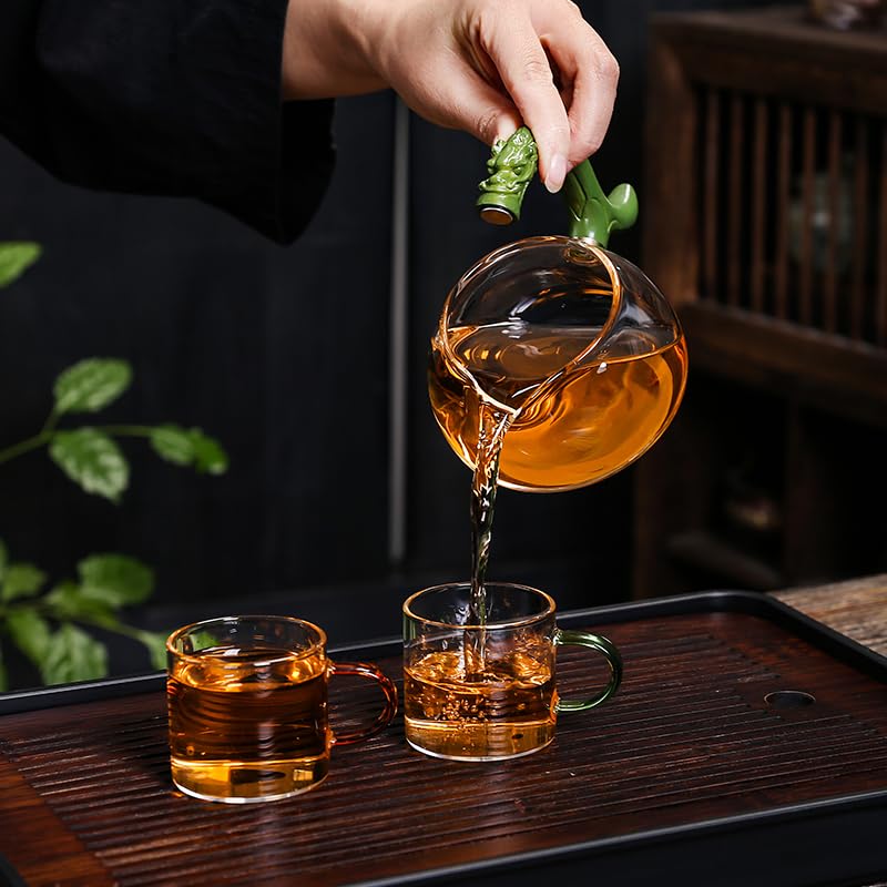 Magnetic TeaPot Automatic Drip Glass Teapots Lazy Kungfu Tea Infuser Panda Heat