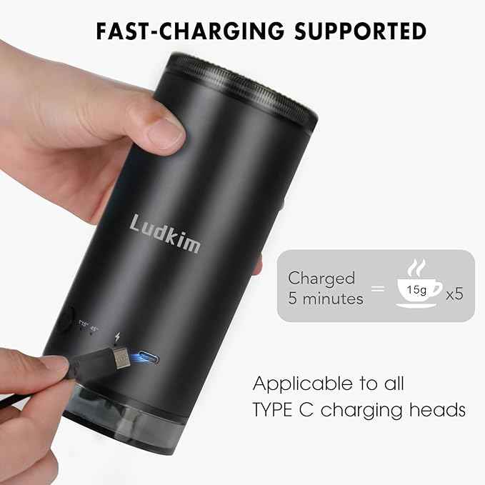 Electric Burr Coffee Grinder, Small 80 Precise Settings Rechargeable USB Cordless - Conical Stainless Steel Grinder for Espresso, Drip, French Press, Portable for Travel & Home Use