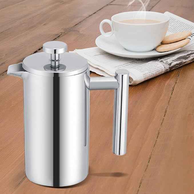 TOPINCN French Press Coffee Maker Stainless Steel Espresso & Tea French Press Maker- Double Wall,Rust-, 350ml
