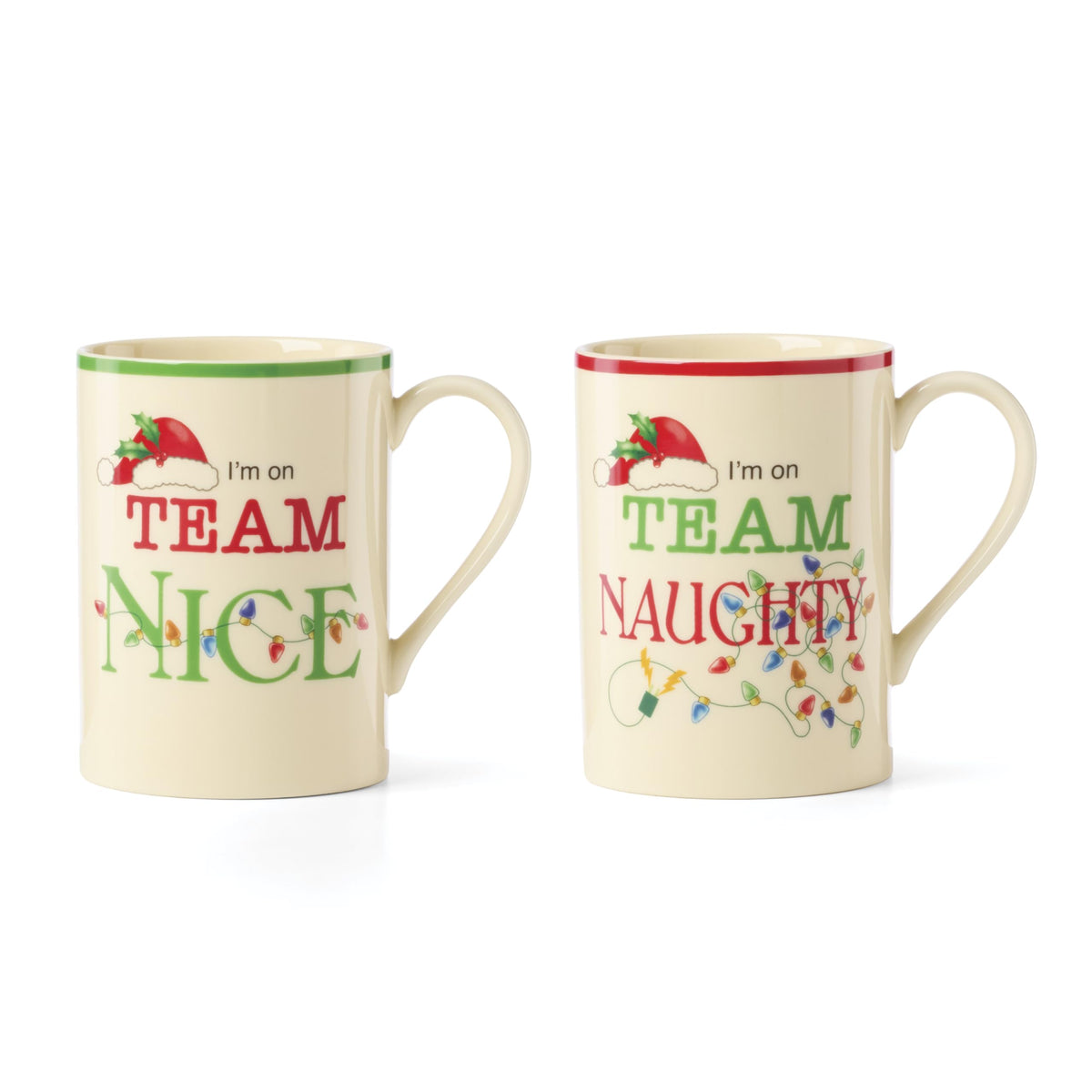Christmas porcelain mug set of 2 with holiday theme