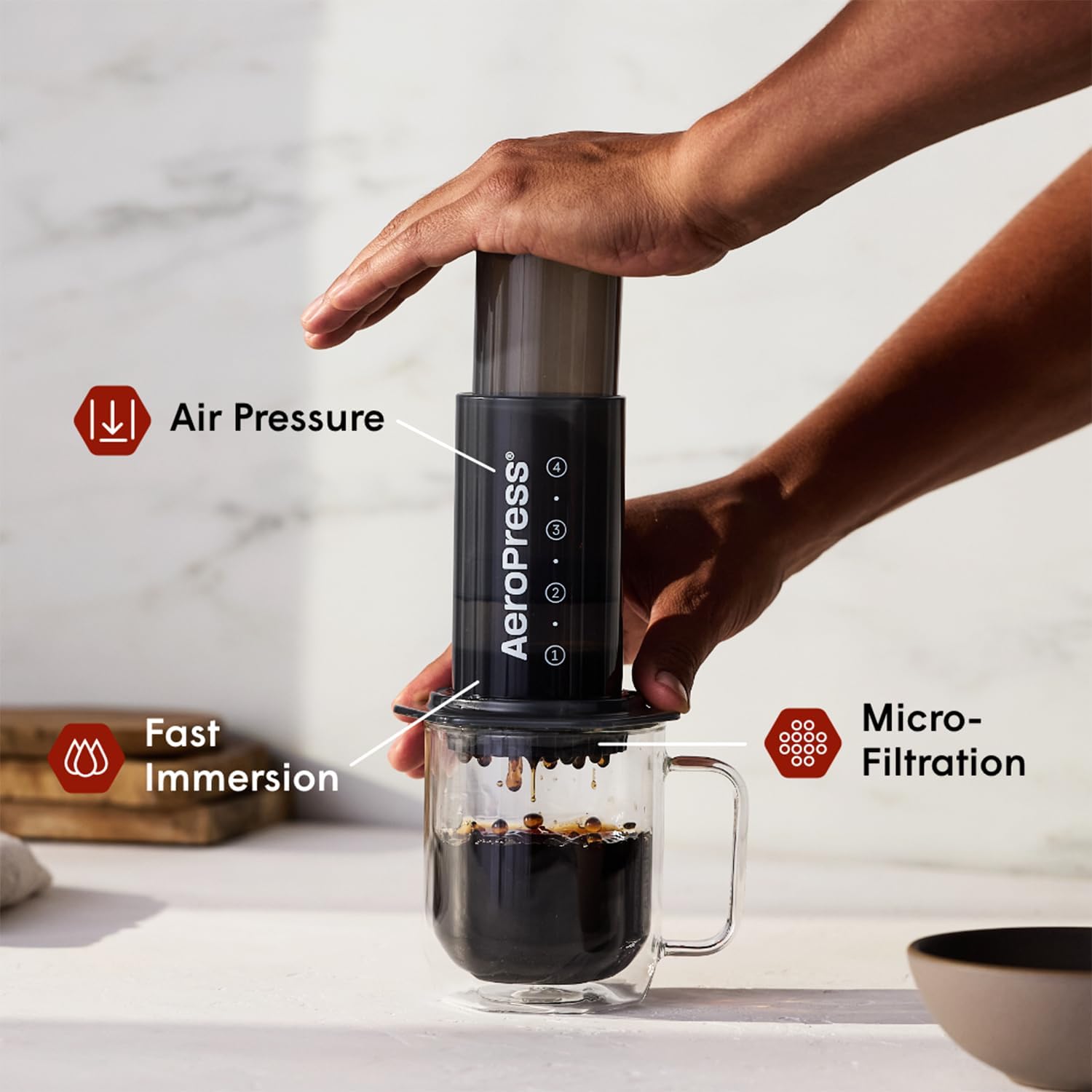AeroPress Original Coffee Press – 3 In 1 Brew Method Combines French Press, Espresso, Full Bodied Coffee Without Grit or Bitterness, Small Portable Coffee Maker for Camping & Travel - Blissbrew