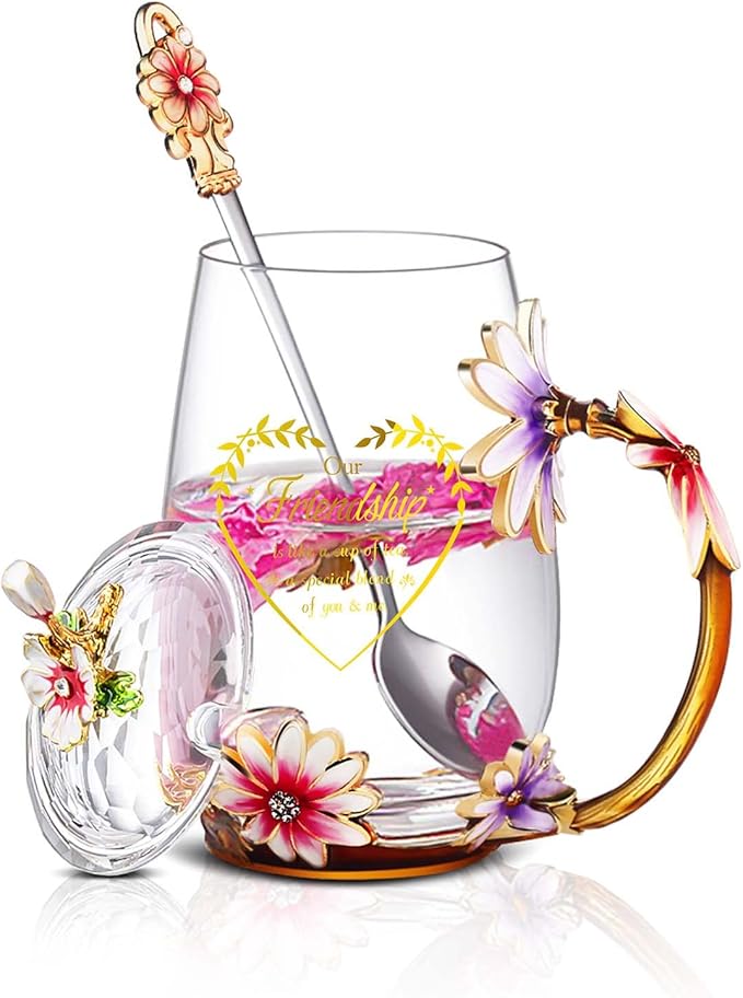 Luka Tech Friendship Gifts For Women,Friend Gifts For Women, Lovely Flower Tea Cup Coffee Mug Birthday Gifts For BFF, Female, Corworker, Bestie
