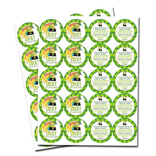 Lucky Leprechaun & Rainbow Themed Happy St. Patrick's Day Hot Cocoa Bomb Packaging Sticker Labels