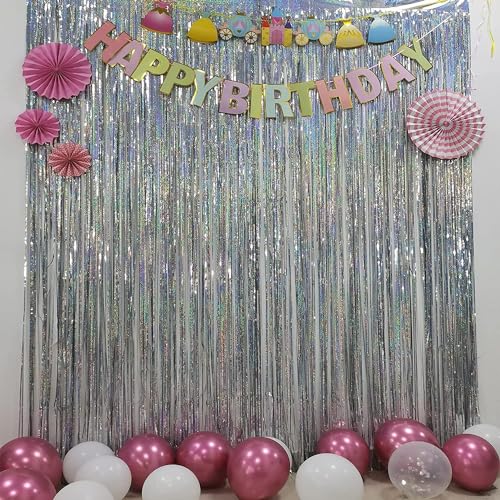 Silver Streamers Party Fringe Backdrop Christmas Decorations (2 Count)