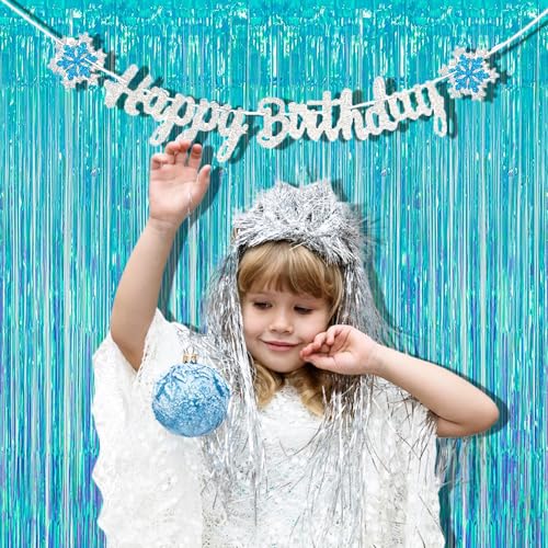 Iridescent Blue Fringe Curtains (2 Count)
