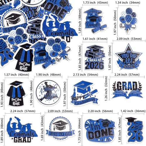 48Pcs Edible Graduation Cap 2026 Cupcake Toppers Wafer Paper Grad Cap Diploma Cake Decoration Picks for 2026 Grad Theme Party Cake Decor Supplies Black Blue (48 Count)