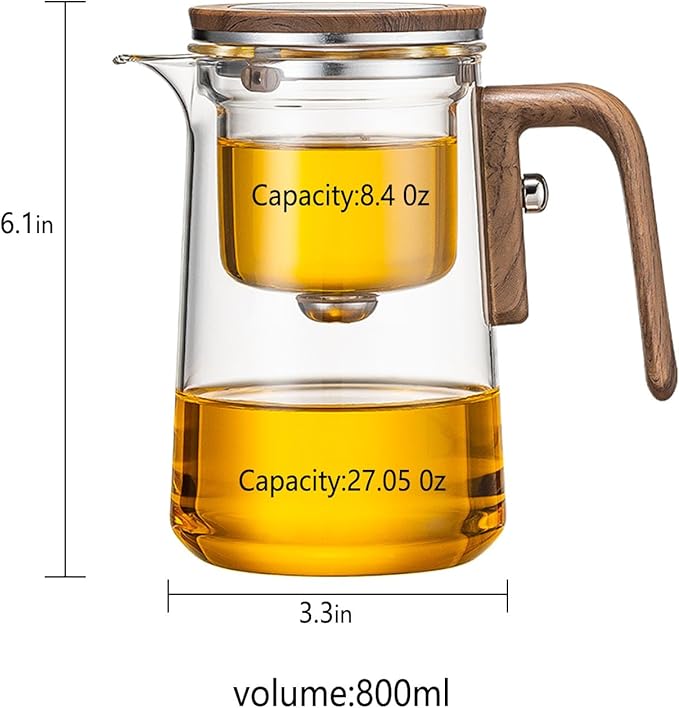 Witchcraft Magnetic Glass Teapot with Infuser - Loose Leaf Tea Pot with Detachable strainer,magical teapot,gifts for tea lovers(800ml)