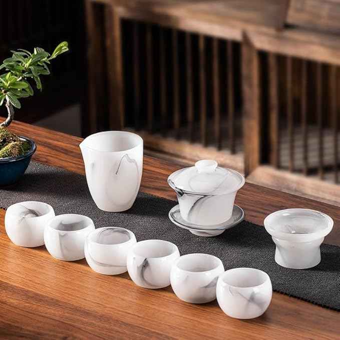 Glass Tea Gift Set, White Jade Gaiwan and Teacups-suit6