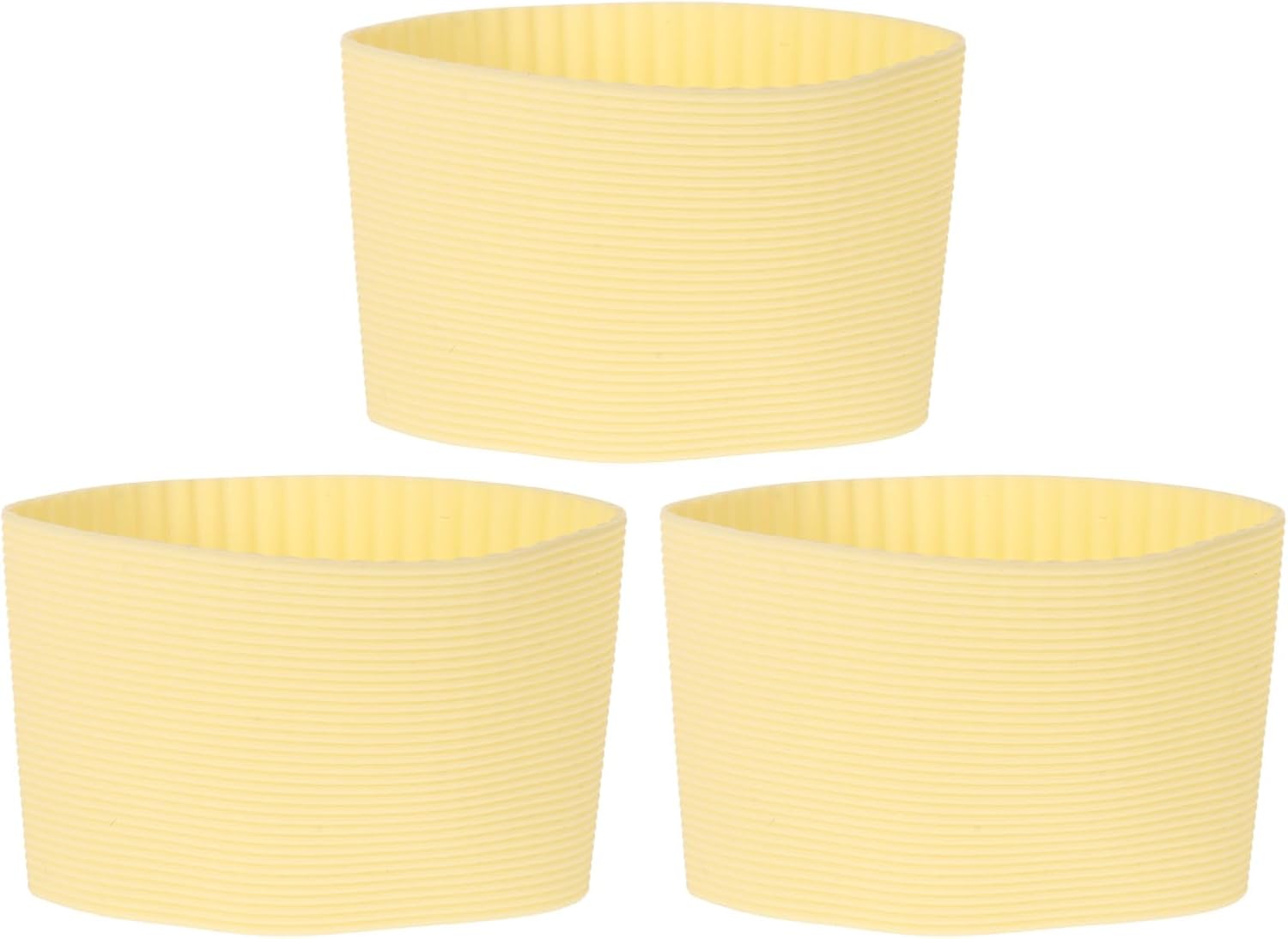 uxcell 3Pcs Coffee Cup Sleeve, Silicone Cup Sleeve Non-slip Glass Water Bottle Mug Sleeves Yellow