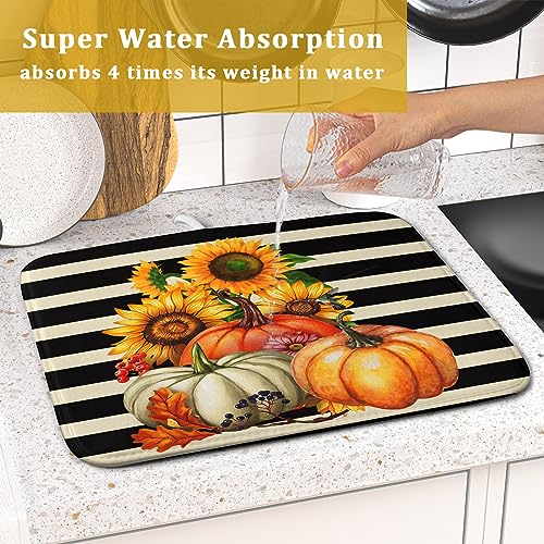 Sunflower Pumpkin Dish Drying Mat for Kitchen Counter